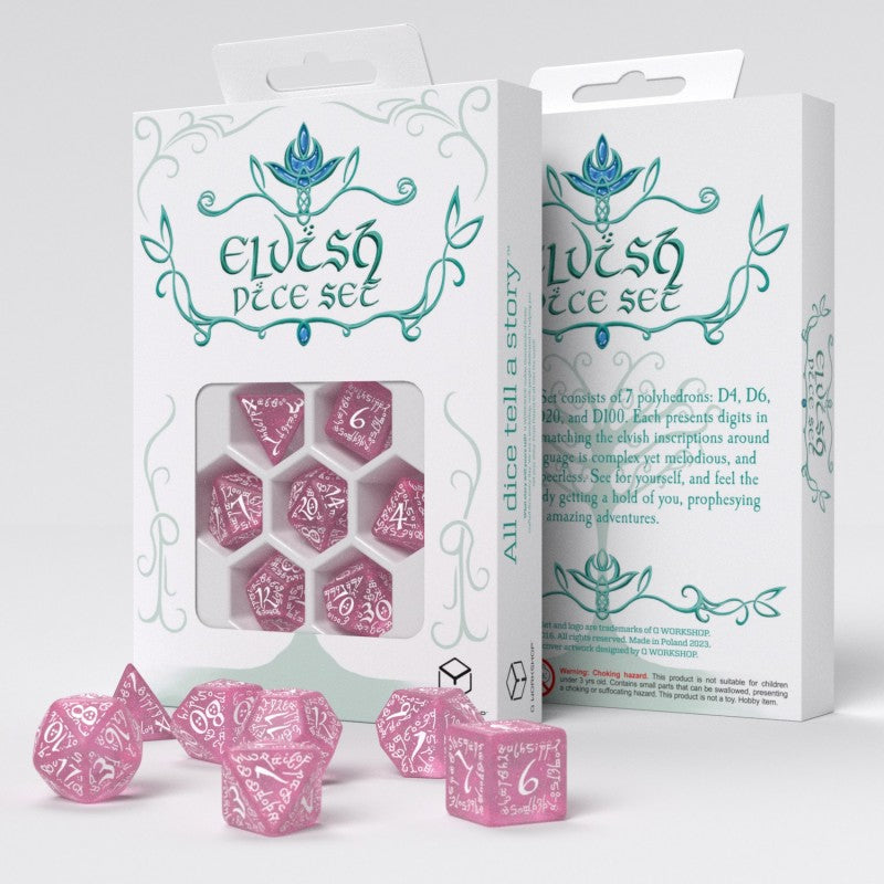 Elvish Dice - Shimmering Pink & White