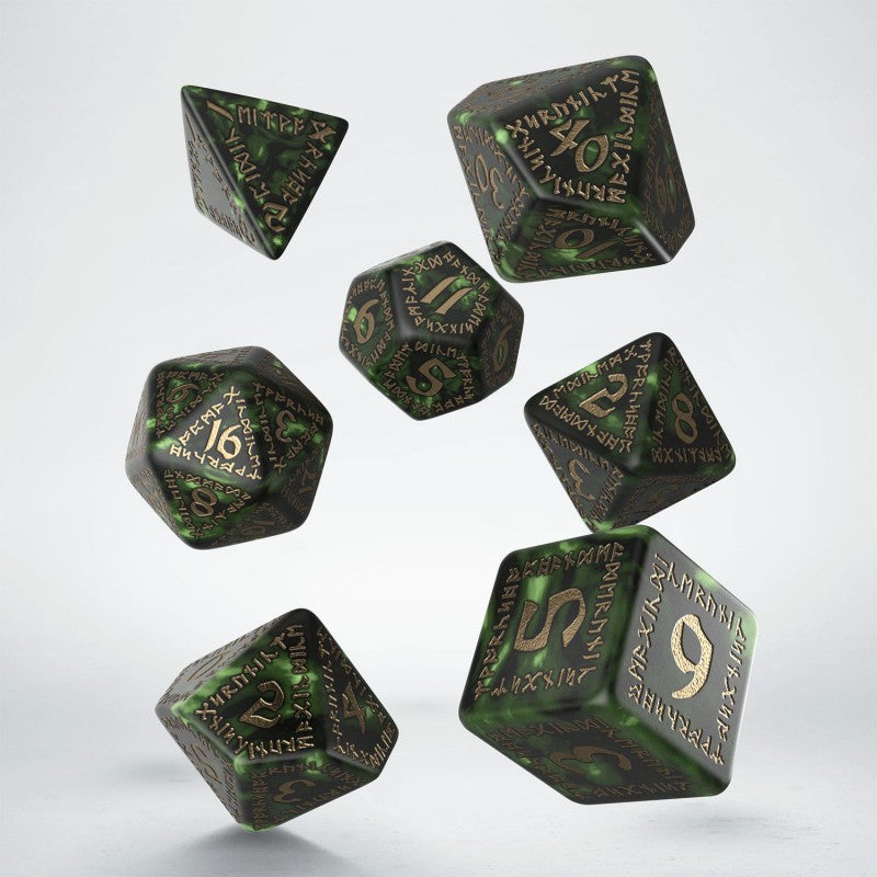 Runic Dice - Bottle-green & Gold