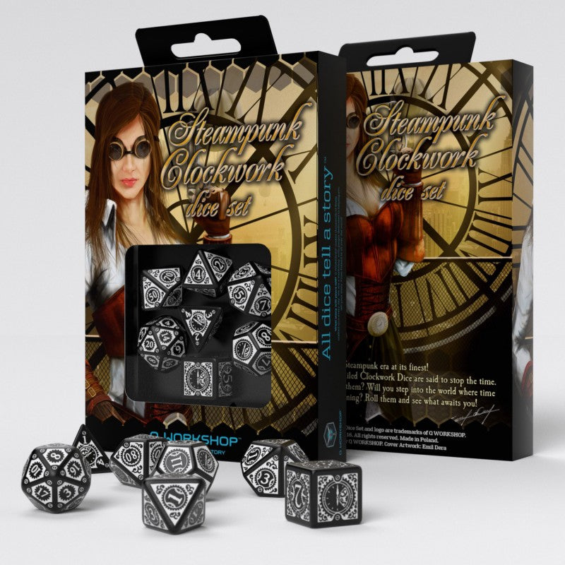 Steampunk Clockwork Dice - Black & White