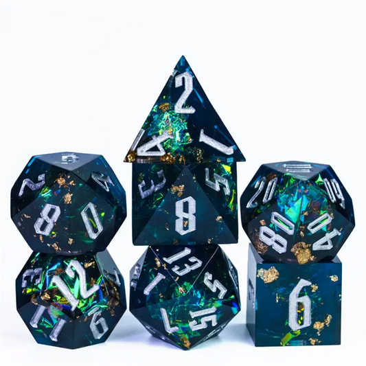 Teal & Gold Foil Dice