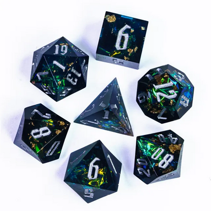 Teal & Gold Foil Dice