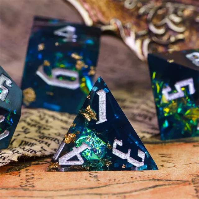 Teal & Gold Foil Dice