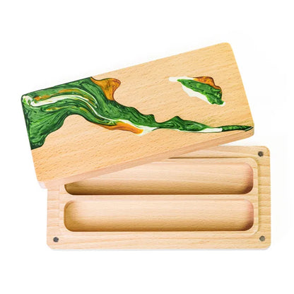 Wood and Resin Dice Box - Green River