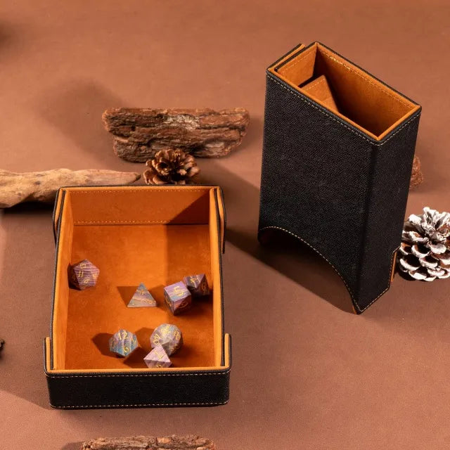 Folding Dice Tower & Dice Tray - Brown