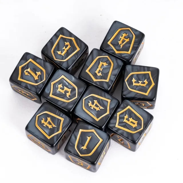 12 Piece D6 Set - Shield Pattern: Black