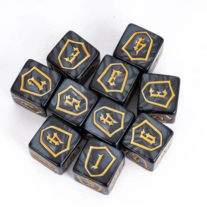 12 Piece D6 Set - Shield Pattern: Black