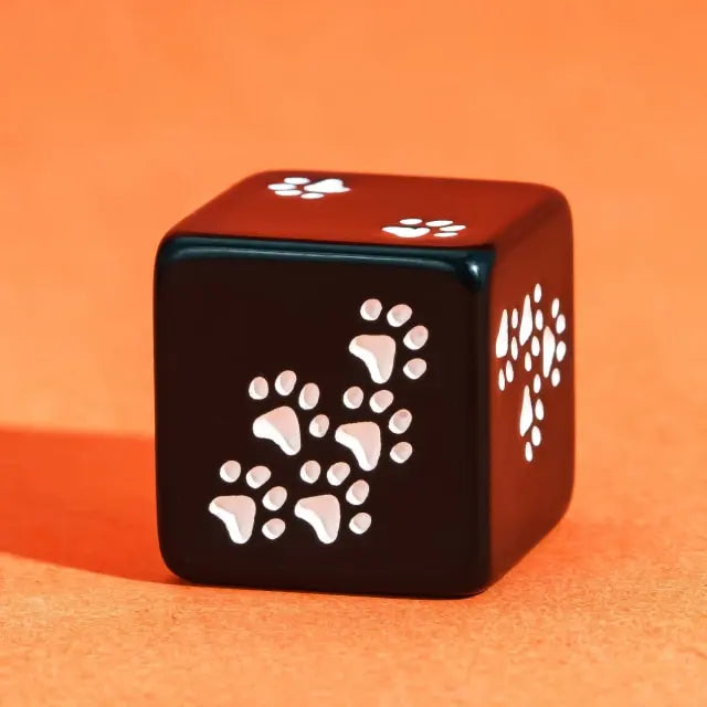 12 Piece D6 Set - Cat Paws Pattern: Black