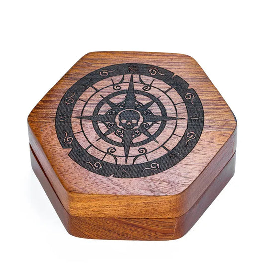 Wooden Dice Box - Compass