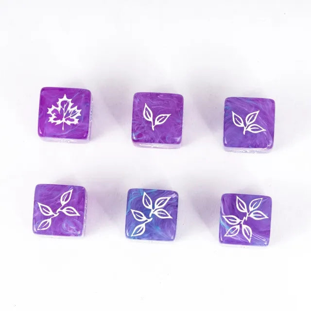 12 Piece D6 Set - Leaf Pattern: Purple & Teal