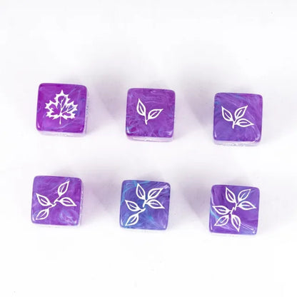 12 Piece D6 Set - Leaf Pattern: Purple & Teal