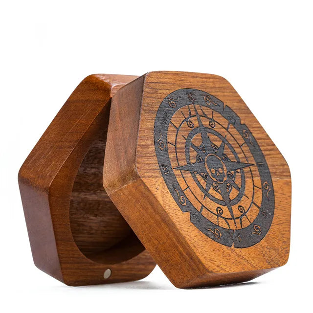 Wooden Dice Box - Compass