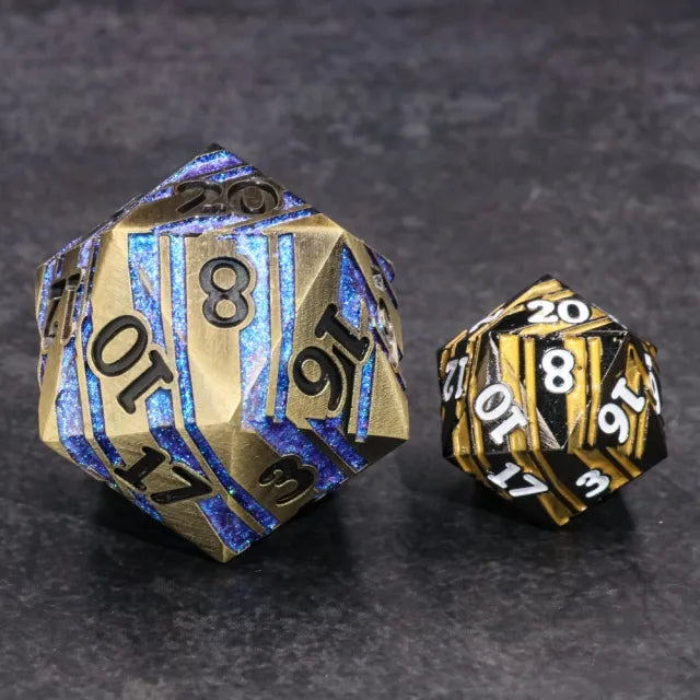 35mm Gold & Blue Metal D20