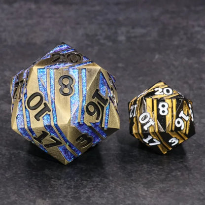 35mm Gold & Blue Metal D20