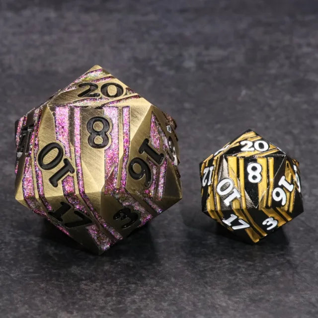 35mm Gold & Purple Metal D20