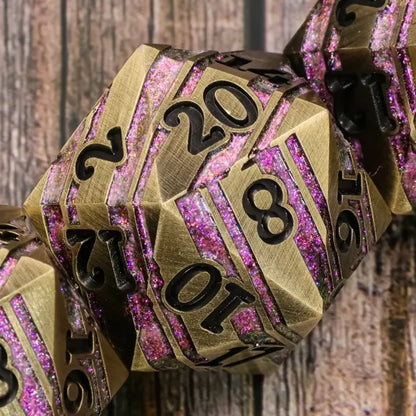 35mm Gold & Purple Metal D20