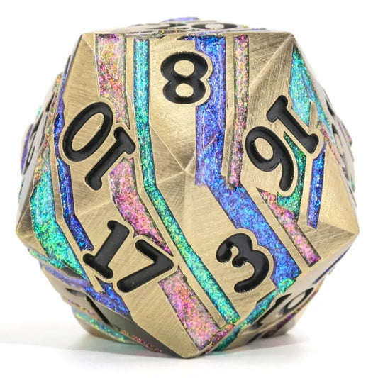 35mm Gold & Rainbow Metal D20