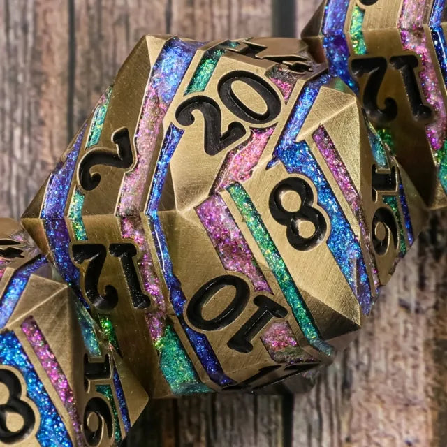 35mm Gold & Rainbow Metal D20