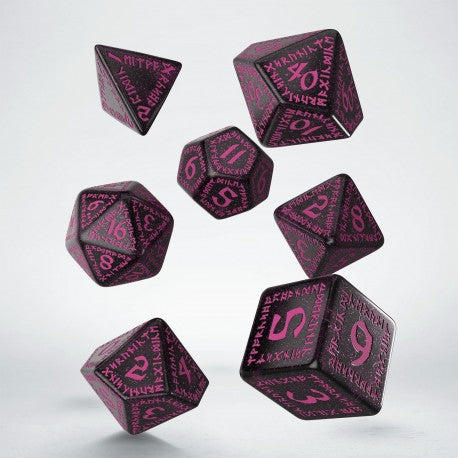 Runic Dice: Shimmering Black with Magenta